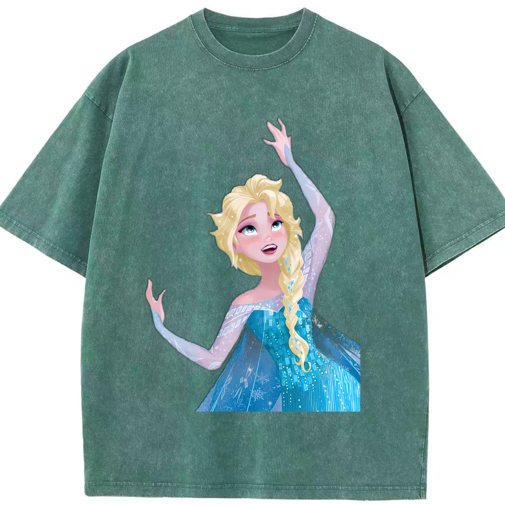 （画像用） アナと雪の女王 アンナ エルサ Frozen Anna Elsa 綿100% ヴィンテージ風 半袖Tシャツ（フロントプリント）